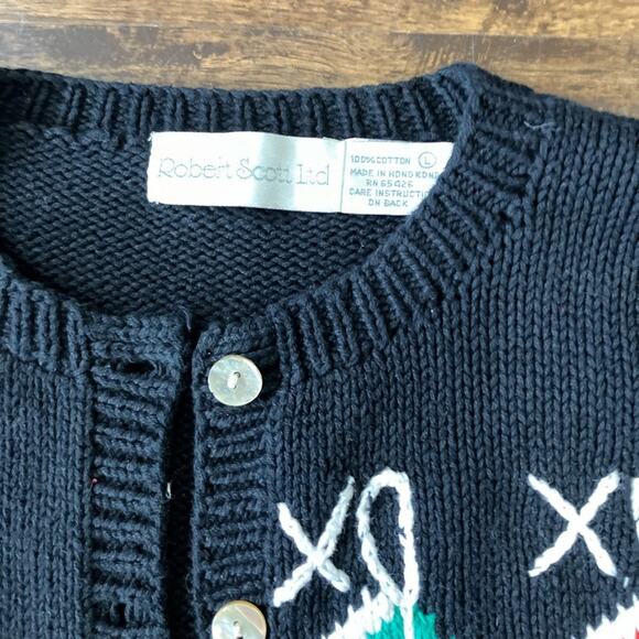 Vintage Christmas Cardigan Sweater Cotton Large - Picture 3 of 6